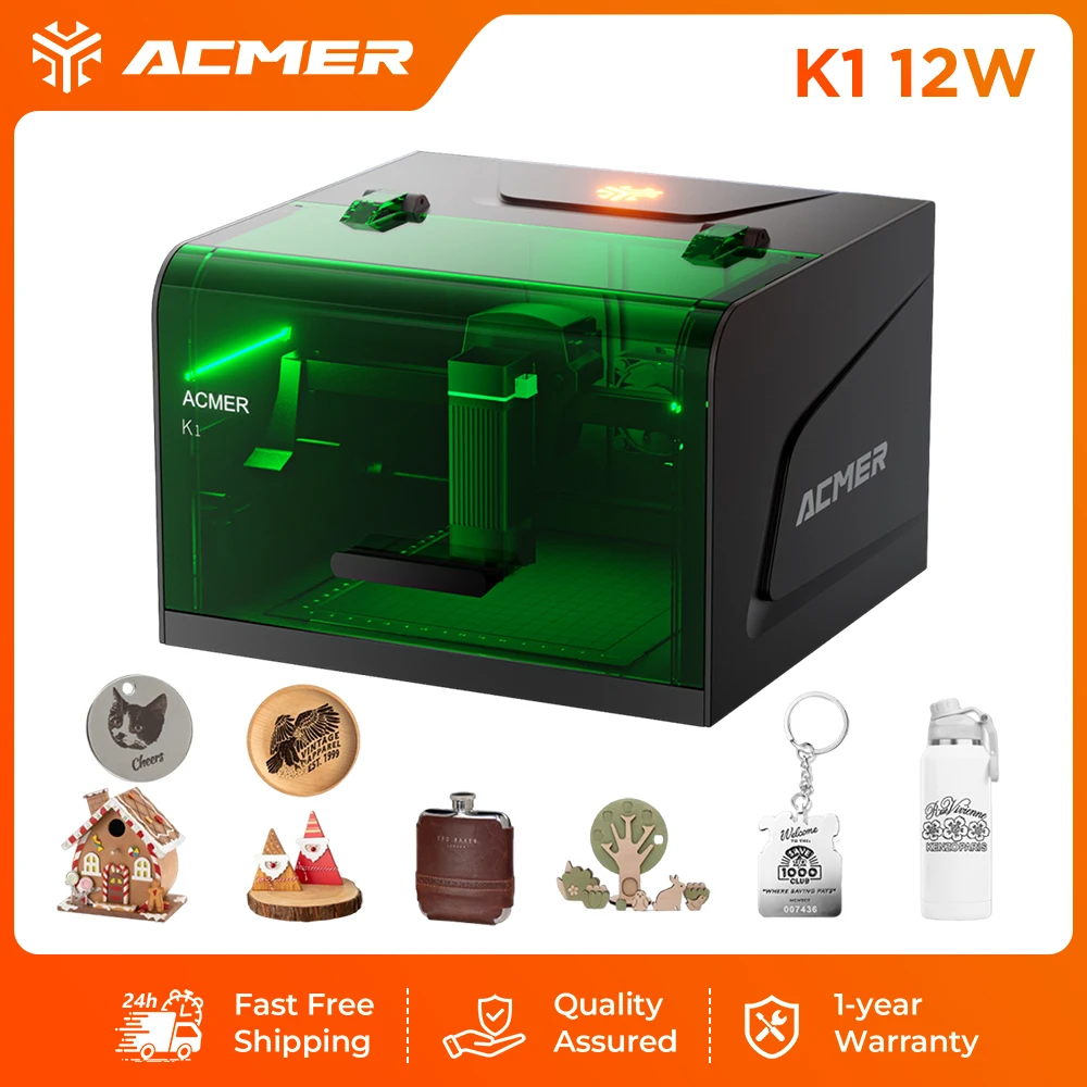 ACMER K1 Mini Portable Laser Engraver CNC Machine Logo Marking Machine DIY Design Painted Paper Leather Wood Acrylic Glass