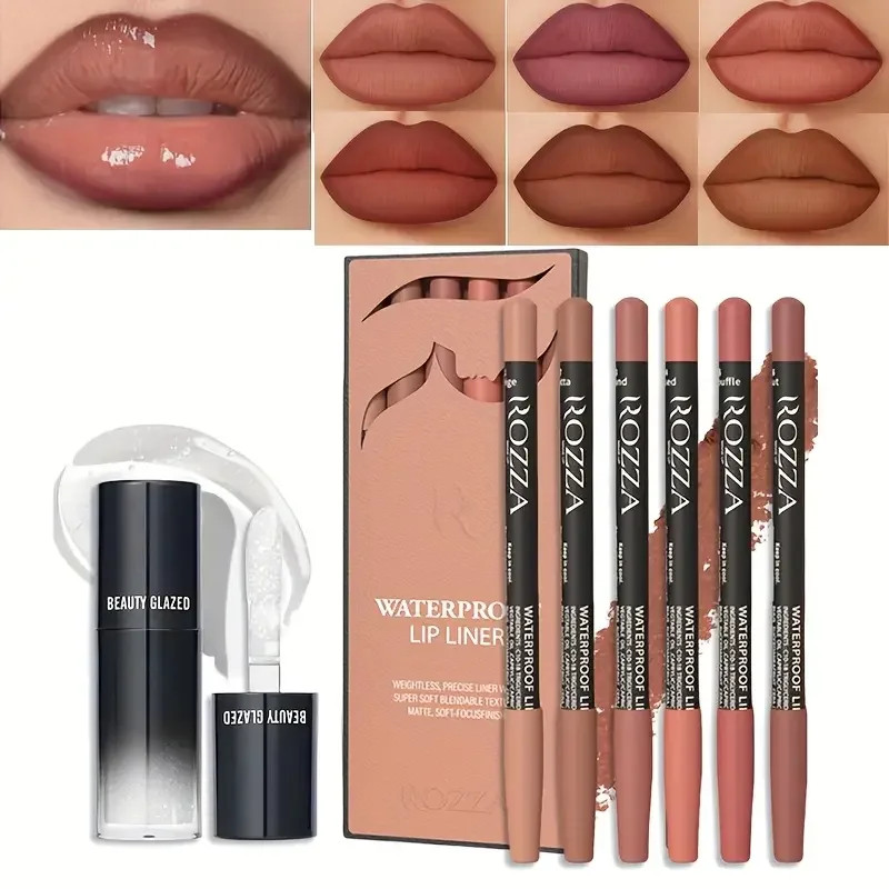 ชุดลิปไลเนอร์และลิปออยล์ Vibrant - ติดทนนาน ผิวด้าน เหมาะสําหรับทุกประเภทสีเบจอ่อน ชุดแต่งหน้าสําหรับผู้ใหญ่