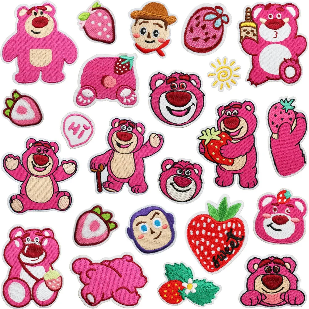 

Anime character embroidery cloth sticker cute pink teddy bear patch sticker clothes bag decoration ironing