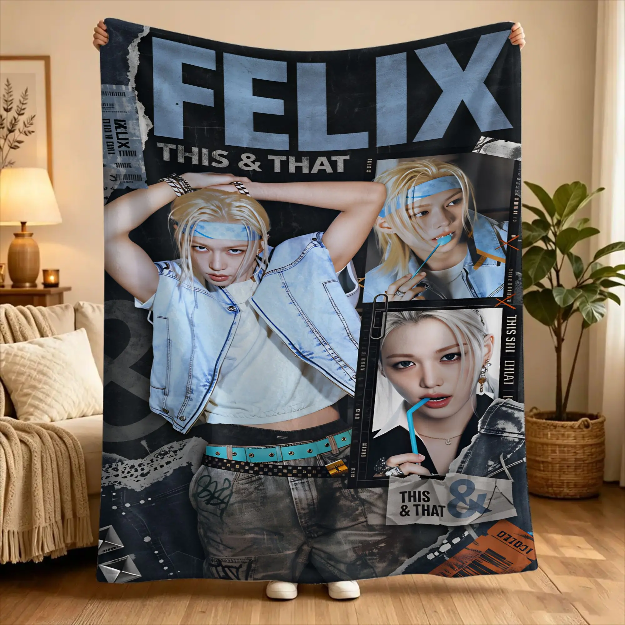 KPOP S-Strays Flannel Blankets For kids  Warm Soft Throw Blanket for Bedroom Travel Comfortable Bedspread Sofa Bed Cover