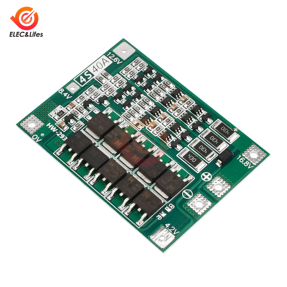 4S 16.8V 40A Li-ion Lithium Battery Charger Protection Board 18650 BMS For Drill Motor 4.2V 8.4V 12.6V 16.8V Equalizer Board