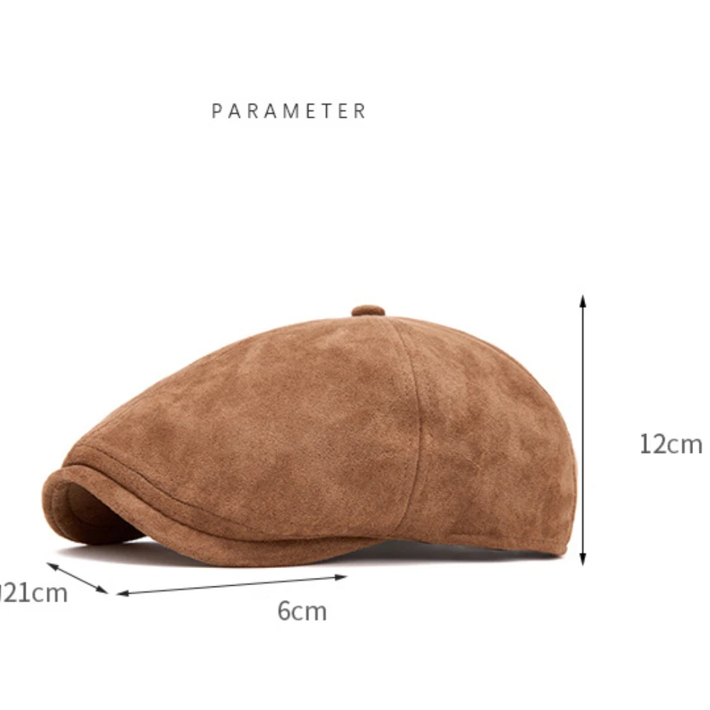 หมวกเบเร่ต์ HT4971 สำหรับผู้ชายและผู้หญิง หมวกฤดูใบไม้ร่วงและฤดูหนาว สไตล์วินเทจ สำหรับศิลปินและจิตรกร หมวกเบเร่ต์ทรงแบนแบบ Ivy สำหรับชายและหญิง หมวกเบเร่ต์ทรงแปดเหลี่ยมทำจากหนังกลับ