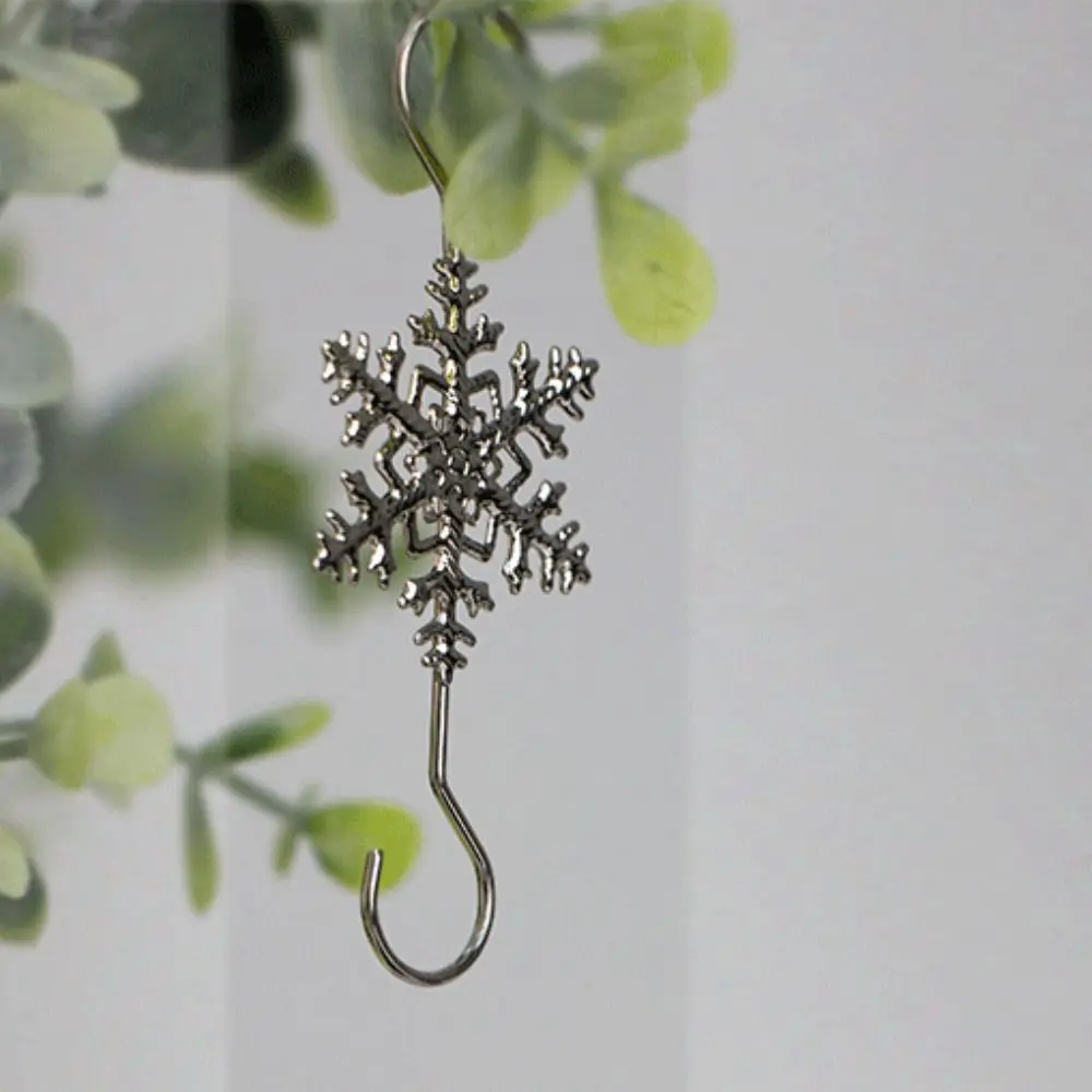 5Pcs Snowflake Pattern Christmas Snowflake Hook Silver Gold S Shaped Tree Ornament Hanging Hook Metal Durable