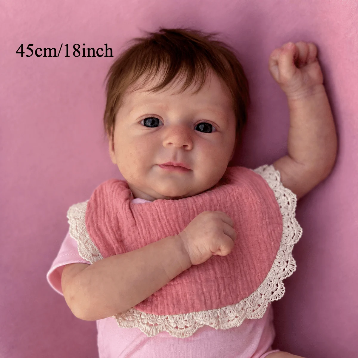 BZDOLL Lifelike 45CM Reborn Baby Doll, Lovely Cloth Body Humanoid Doll Toy, Handmade Craft Practical Birthday Play Gift for Kids