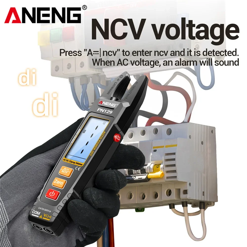 ANENG PN129 Clamp Meter U-shaped Smart 4000 Counts Multimeter AC/DC 600V Voltage Current Resistance NCV Sensing Test Tools