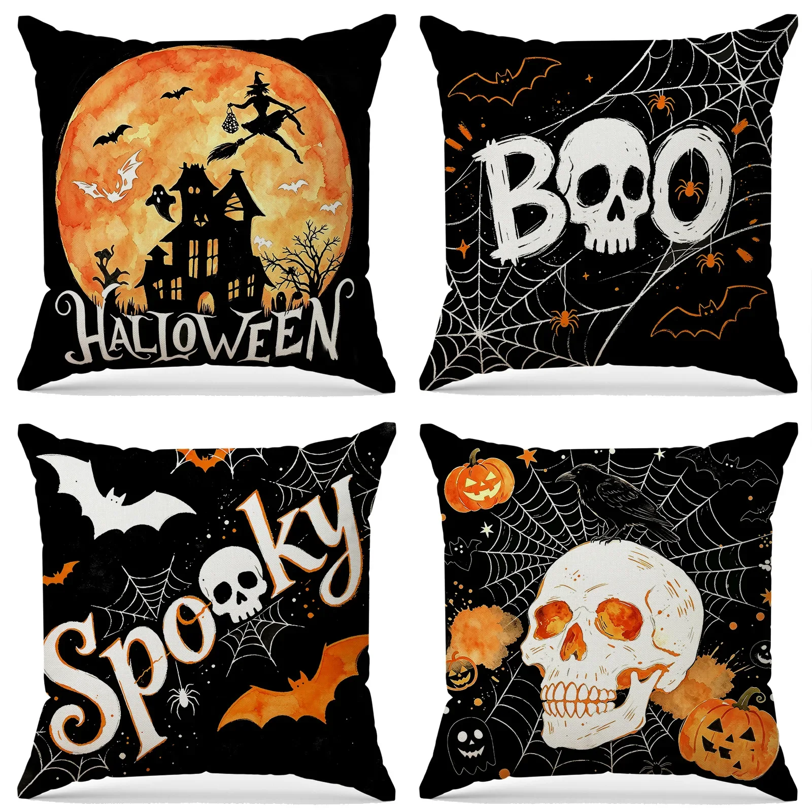 2pcs Halloween Printed Throw Pillowcase Cojines Scary Atmosphere Cushion Cover Living Room Decorative Sofa Pillow Covers 45x45cm