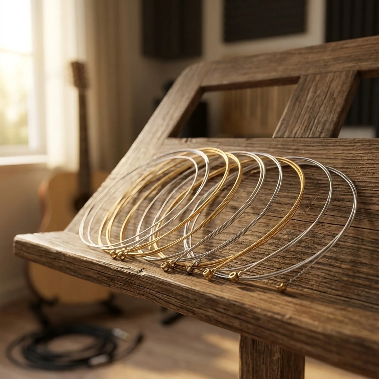 Phosphor for bronze 12 String Acoustic Guitar Strings with PU Coating and Hex Core from Shuffle for Improved Tuning Stability