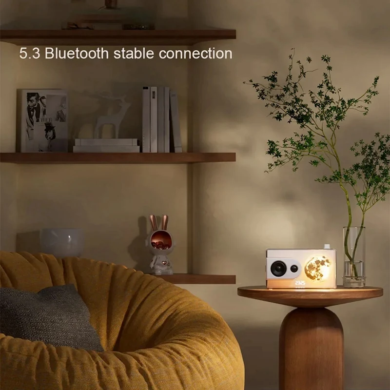 B30C-M6 Moonlight Music Box Bluetooth Speaker Support TF Card Play AUX Computer Connection Clock Transparent Sound Box