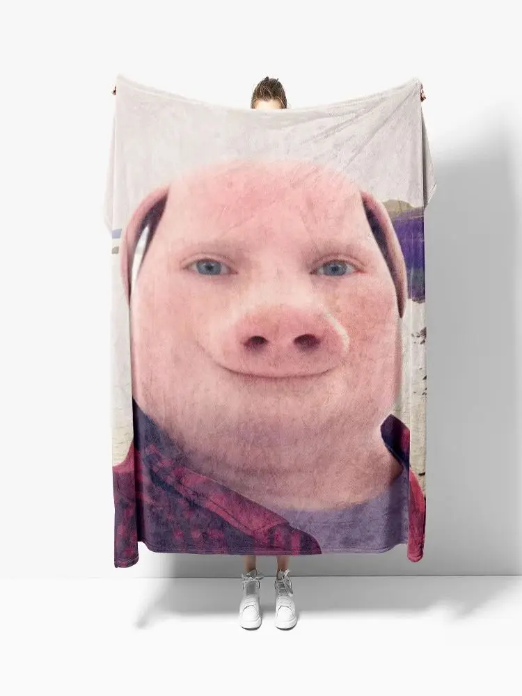 75x100cm John Pork Is Calling Blanket Stitch Printed Blanket, Suitable For Bed, Bedroom, Sofa, Picnic, Outdoor Blanket，For Gifts
