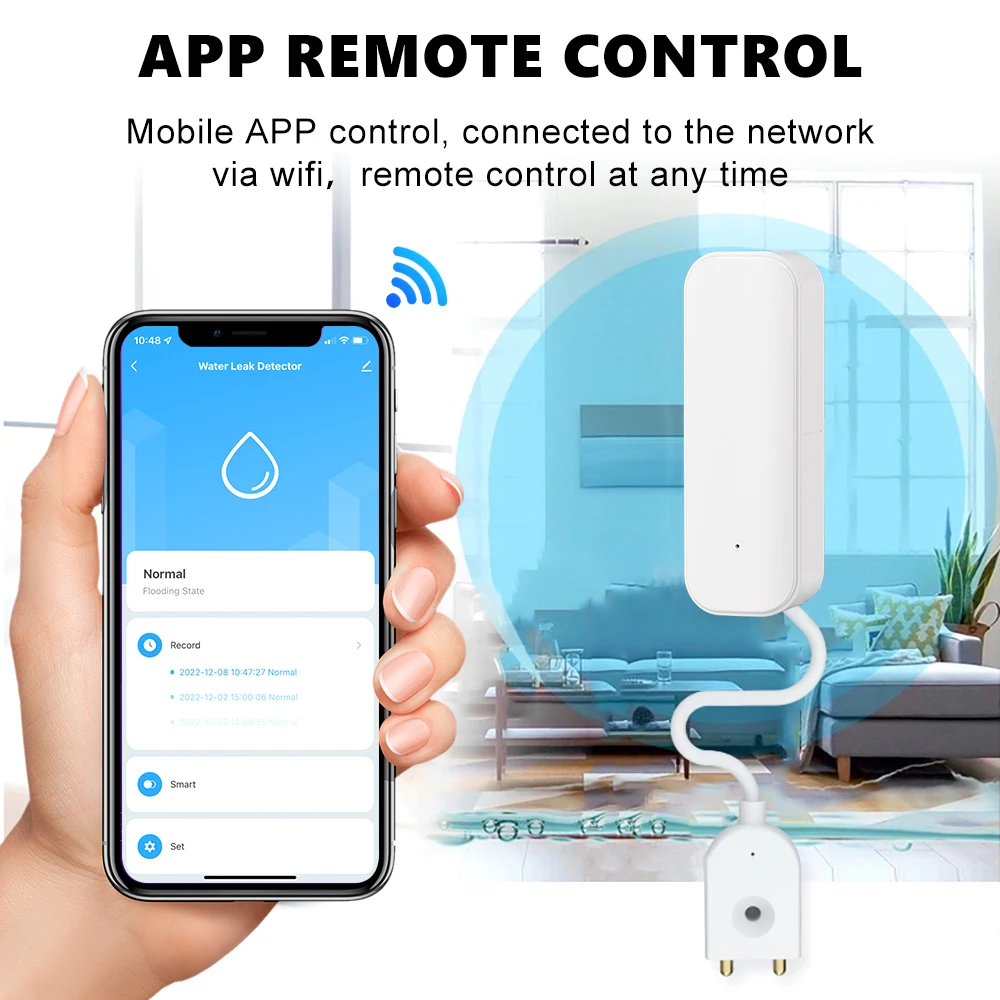 WiFi or Zigbee Tuya Leakage Water Sensor Alarm Flood Leak Detector Smart Home Life Water Alert Overflow Alarm Security System