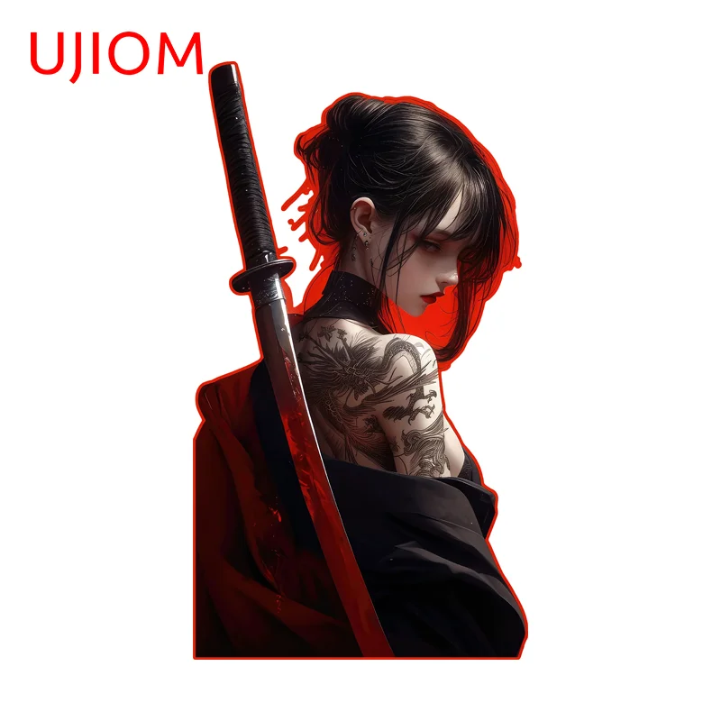 UJIOM Advance Guard Samurai Girl Graffiti Wall Sticker Delicate Enchanting Scratch Proof Graffiti Decal Window Vestibulec Decor