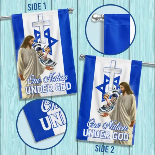 One Nation Under God Israel Jesus Christ Hoopoes Bird Flag Garden Flag