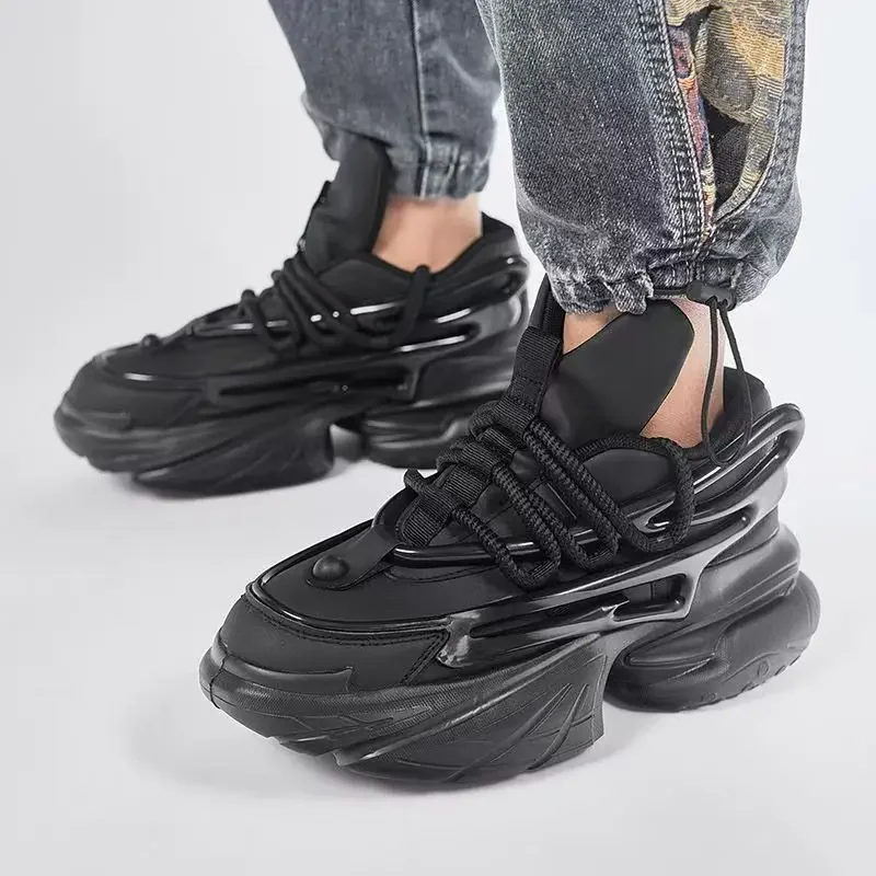 

High Top Men's Ankle Boots Designer Luxury Man Motorcycle Boots British Style Canvas Shoe Brand Lace-Up Men Shoe Botas Hombre