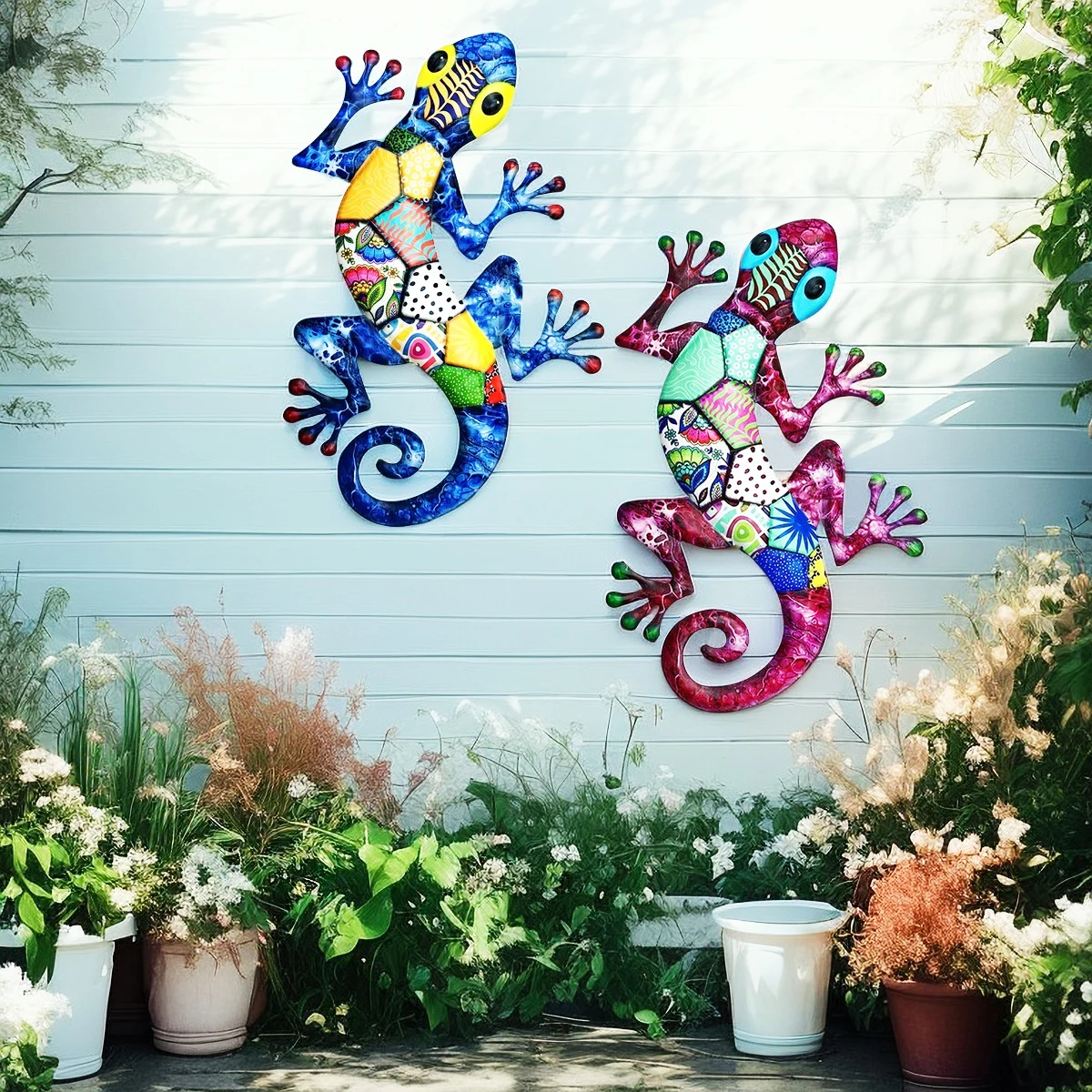Große Metallkunst-Gecko-Wanddekoration, lebendige Eisenkunst, Eidechsenskulpturen, Gecko, hängende Verzierung für den Außenbereich, Zuhause, Büro, Hof, Garten – Detail 13