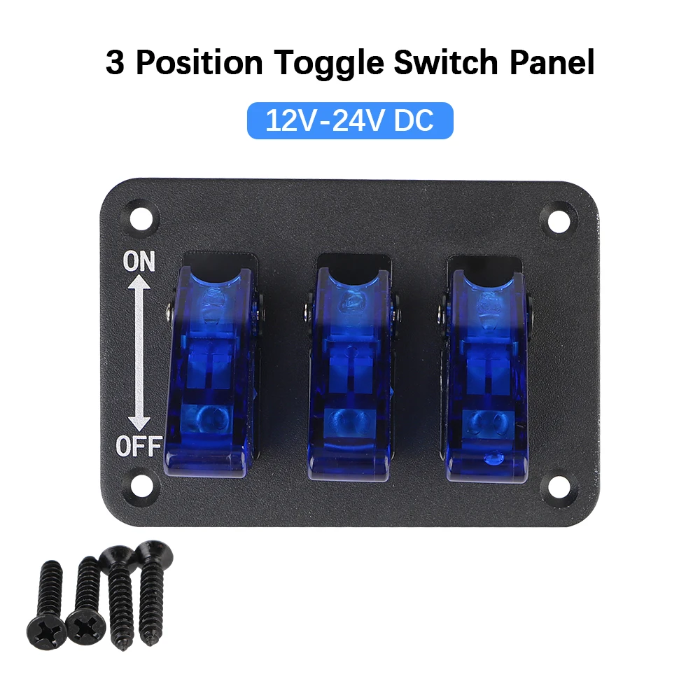 Heavy-Duty ON/Off Switch Plate 12V-24V DC Racing Car Engine Switch LED Light 3 Position Toggle Switch Panel Rocker Switch Panel