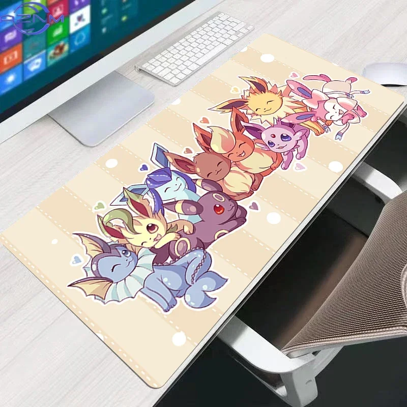 Mouse Pad P-Pokemons Eevee Anime Gaming Non Slip Accessories Varmilo Keyboard Pad Desk Mat Gabinete Carpet Mousepad Mouse Mat
