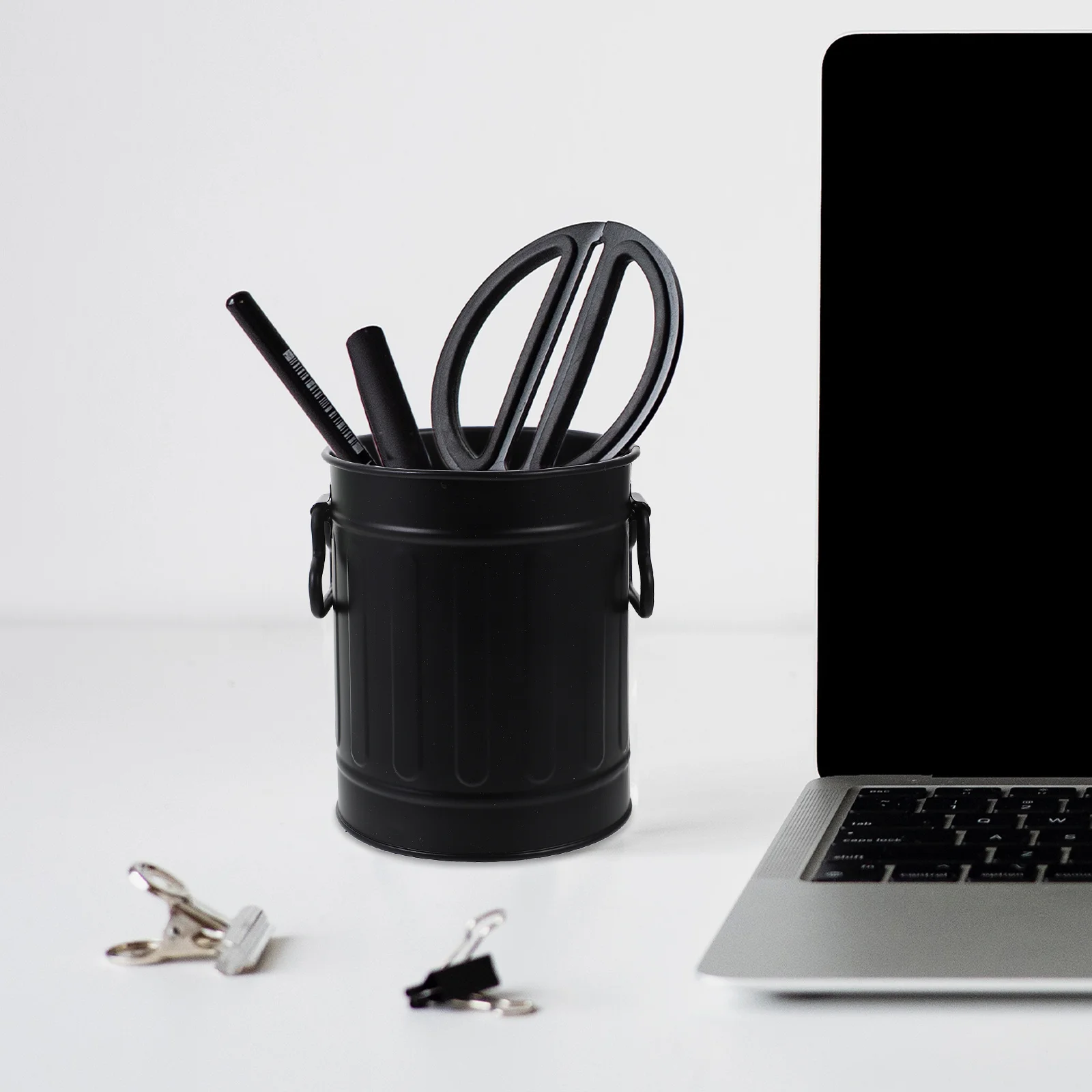 1 قطعة سطح المكتب تخزين دلو الحديد أسلوب بسيط ل حامل قلم سلة المهملات القرطاسية الحاويات فرشاة للمكياج حامل مكتب