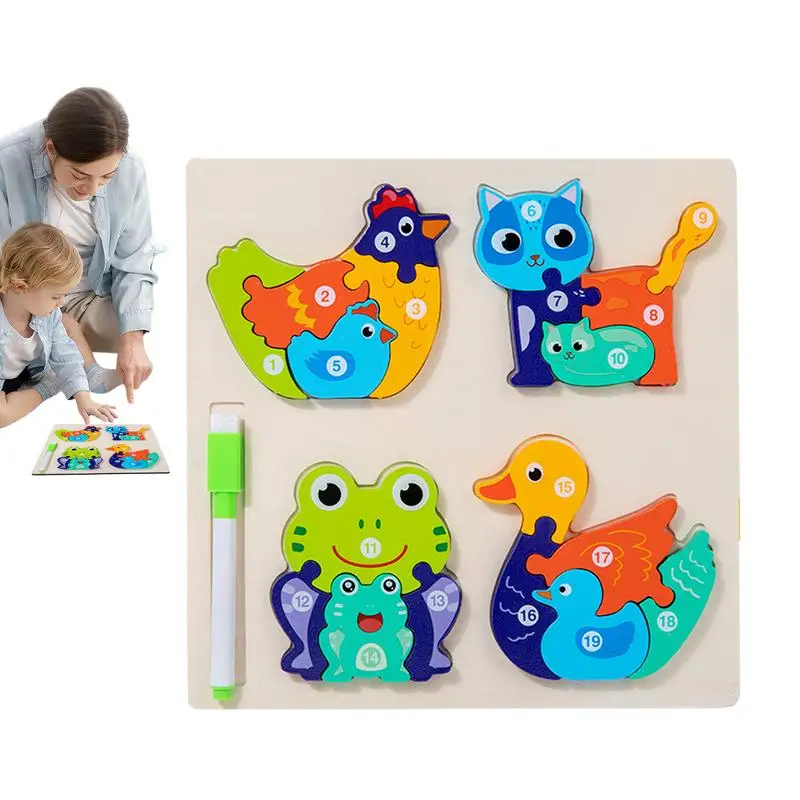 Animal Shape Puzzle Brain Games Intelligence Toys Double-sided Colorful Novelty Animal Shape Puzzle For Children Logic Game STEM