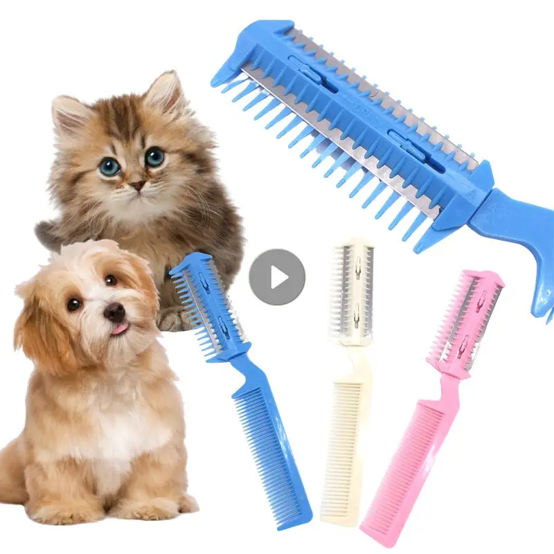 Pet Hair Trimmer Comb Cutting Cut Dog Cat With 2 Blades Grooming Razor Thinning Hairbrush Comb For Cats Dog Hair Remover Tools