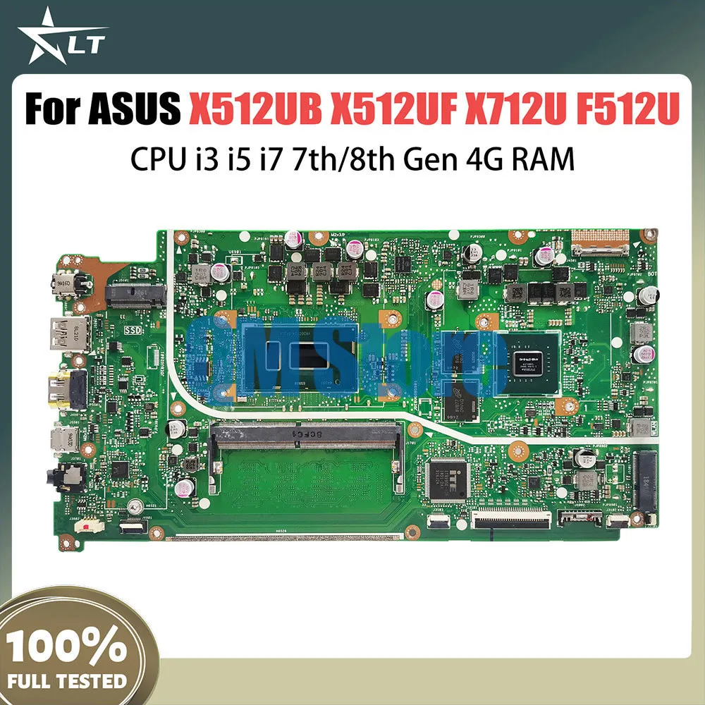 V5000UA Notebook Mainboard For ASUS X512UB X512UF F512U A512U X712U Y5100U Laptop Motherboard i3 i5 i7 7th 8th Gen CPU 4GB RAM