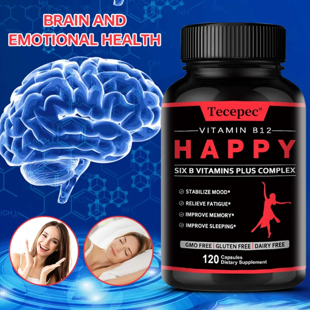 Vitamin B Complex with Vitamin C, Biotin, Inositol, Folic Acid, Vitamins B1, B2, B3, B6, B7, B12, Brain, Heart, Immune Support
