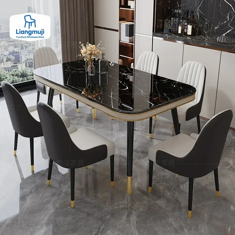 Juego de mesas de comedor de mármol, mesas de comedor para cocina y conferencias, mesas móviles modernas de piedra para sala, muebles Tavolo Da Pranzo