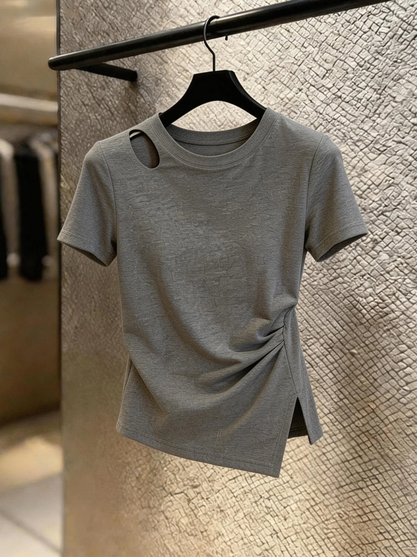  Color round Neck Hollow out Short Sleeve Women's Base Shirt Korean Style Summer Slimming Sun Protection T-Shirt