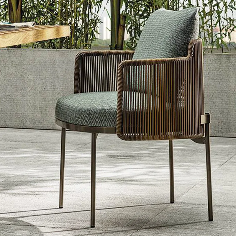 

Outdoor leisure table and chair combination rattan hotel outdoor rattan teak dining table garden courtyard balcony rattan chair