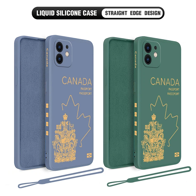 Canada Passport Cover Phone Case For iPhone 15 14 13 12 11 Pro Max Mini X XR XSMAX SE 8 7 6S Plus Soft Liquid Silicone Cover