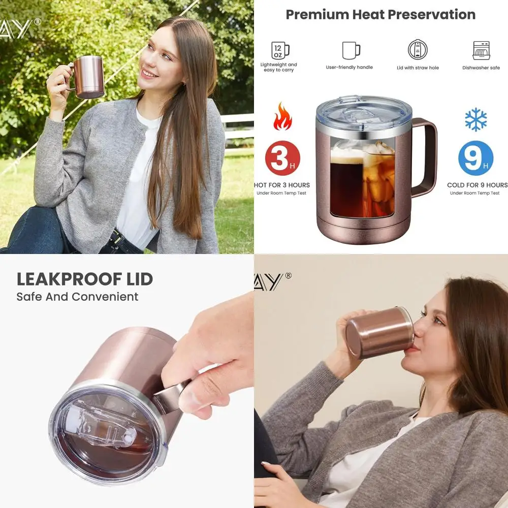 

8-Piece Assorted Color Mugs with Handle, Stainless Steel Insulated Tumblers, Double Wall Vacuum Cups for Hot & Cold Beverages