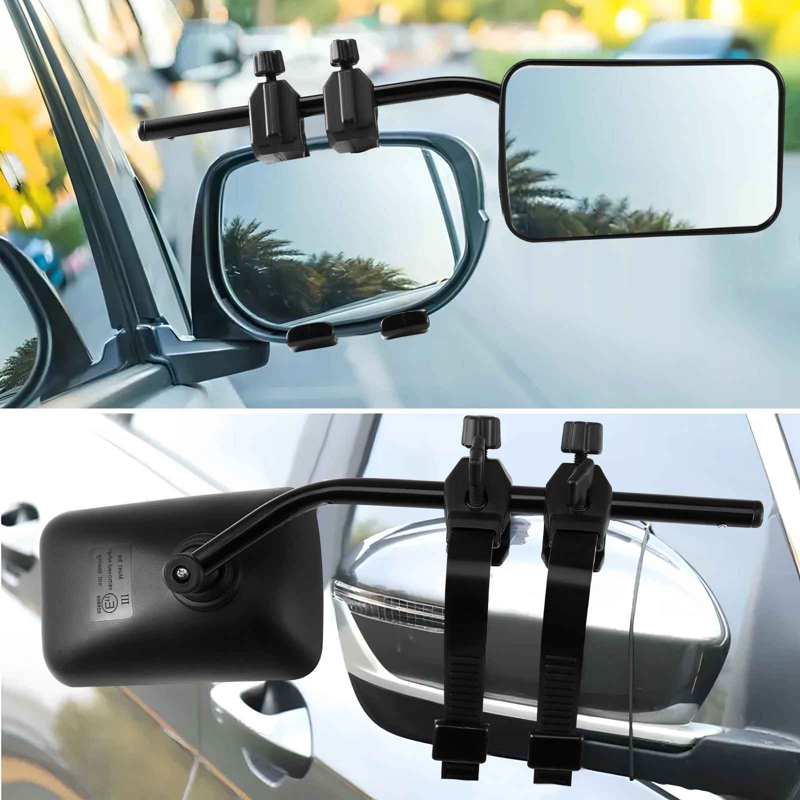 1 Pair Universal Caravan Trailer Car Towing Mirror Adjustable Tow Mirror Extension Strap Side Rear View Mirrors Towing Mirrors view 2