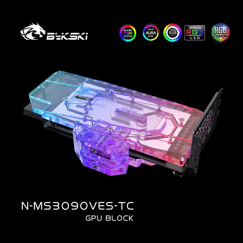 Bykski GPU blok air digunakan untuk MSI RTX 3080 3090 VENTUS 3X 24G kartu Video OC/tembaga Radiator pelat belakang aktif N-MS3090VES-TC
