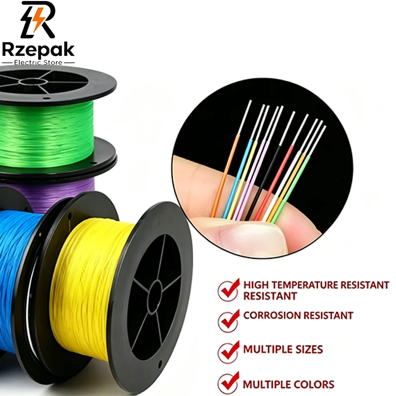10~100m UL1423 PTFE Silver Plated Copper Wire 24‑38AWG High Temperature Single Core Micro Fine Cable Electronic Wiring