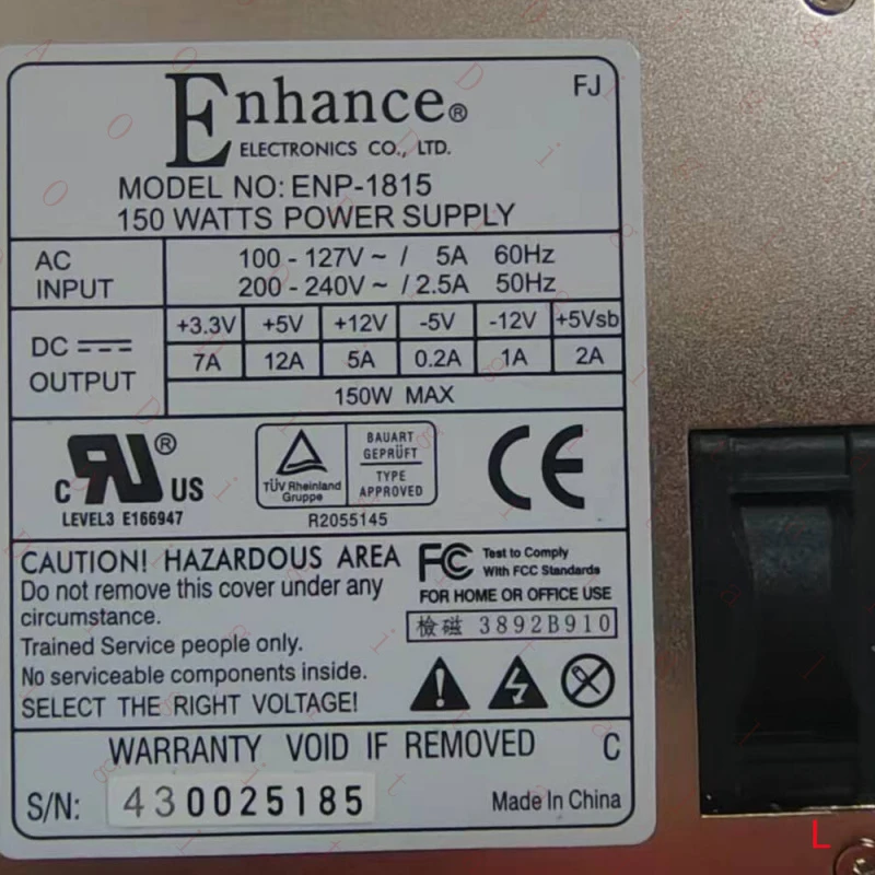 WW For Enhance 1U 150W Server Power Supply ENP-1815