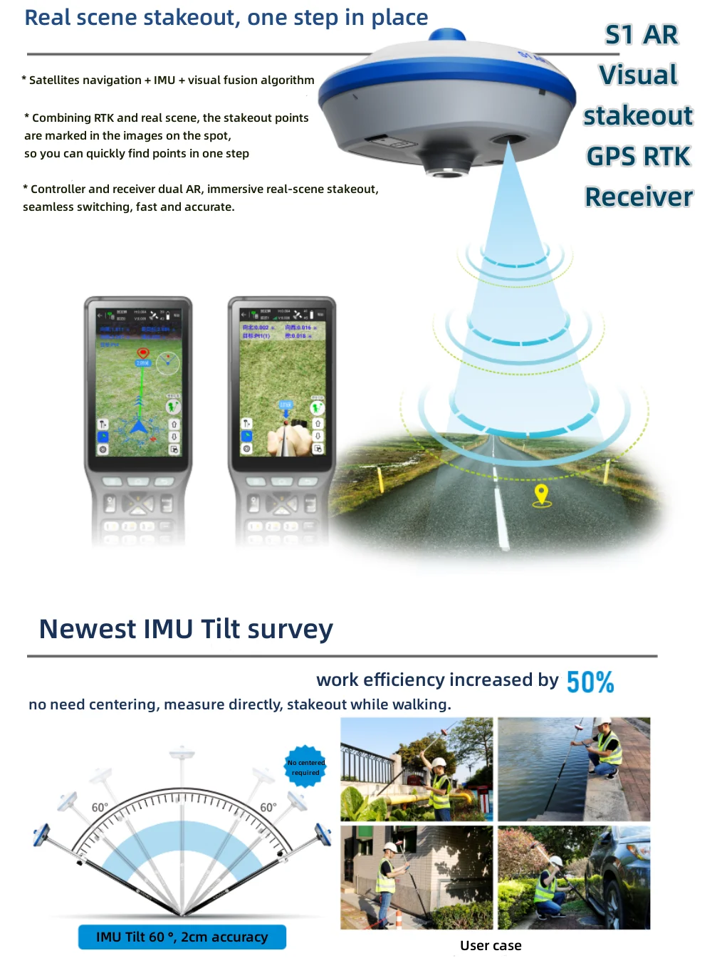 Stonex S1AR GPS RTK Receiver International Version AR Stakeout IP68 Rated Operating Temp -30-+65 For Land Surveying GNSS