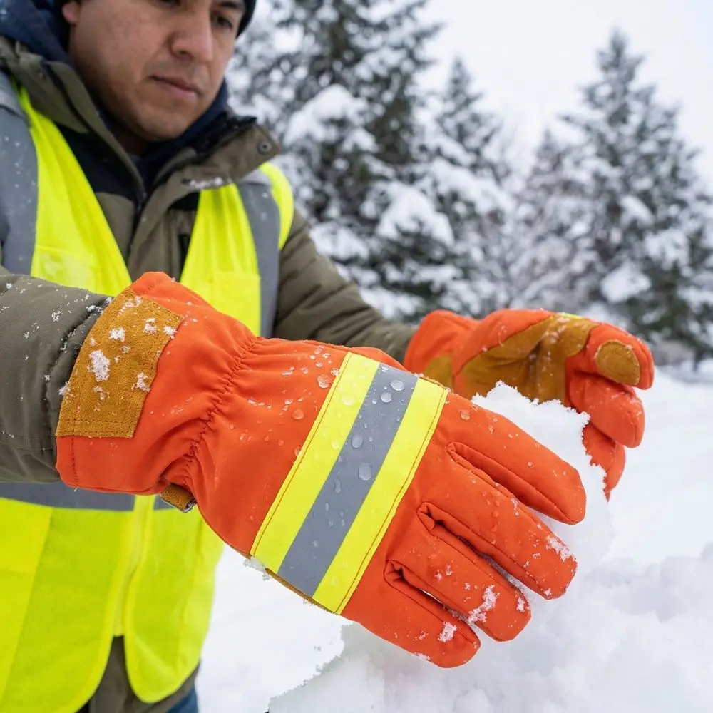 Thicken Firefighter Training Gloves Reflective Strap Heat Resistant Flame Retardant Gloves Wear-Resistance Orange