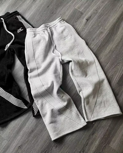 Imagen 2 del producto Y2k-pantalones informales grises bordados para hombre y mujer, pantalón de chándal con cordón, funcional, táctico, holgado, Retro, Premium, para correr