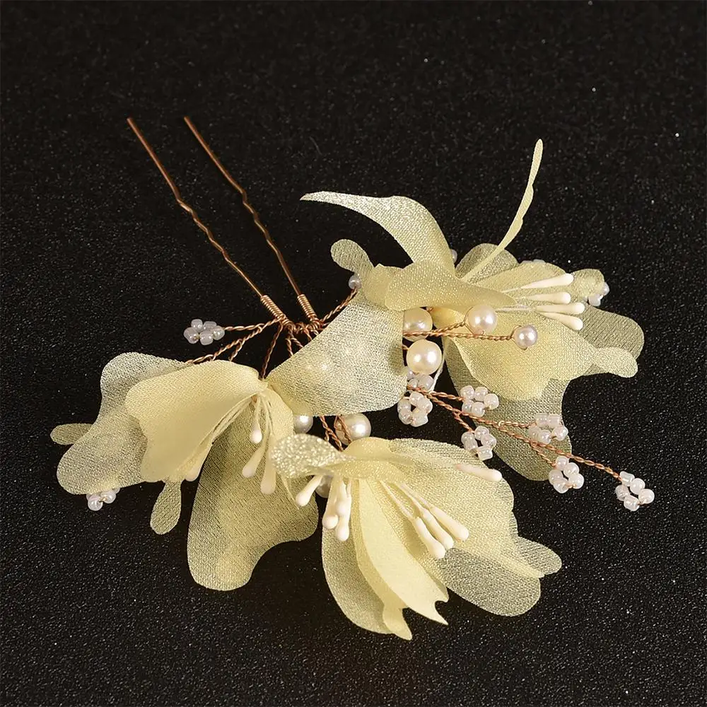 Винтажные U-образные заколки для волос, сетчатый цветок, винтажный головной убор, аксессуары для волос для женщин