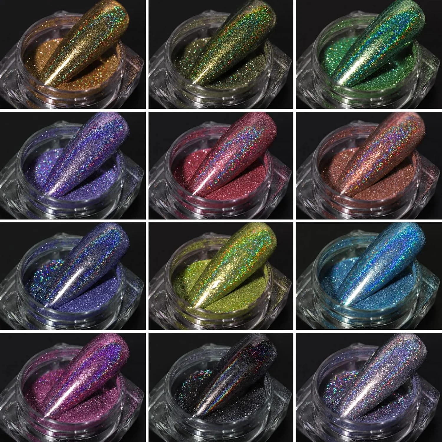 10-doos Moonlight Mirror Nail Powder Silver Fine Glitter Metallic Effect Pigment Gel Polish Chrome Holografisch nagelpoeder