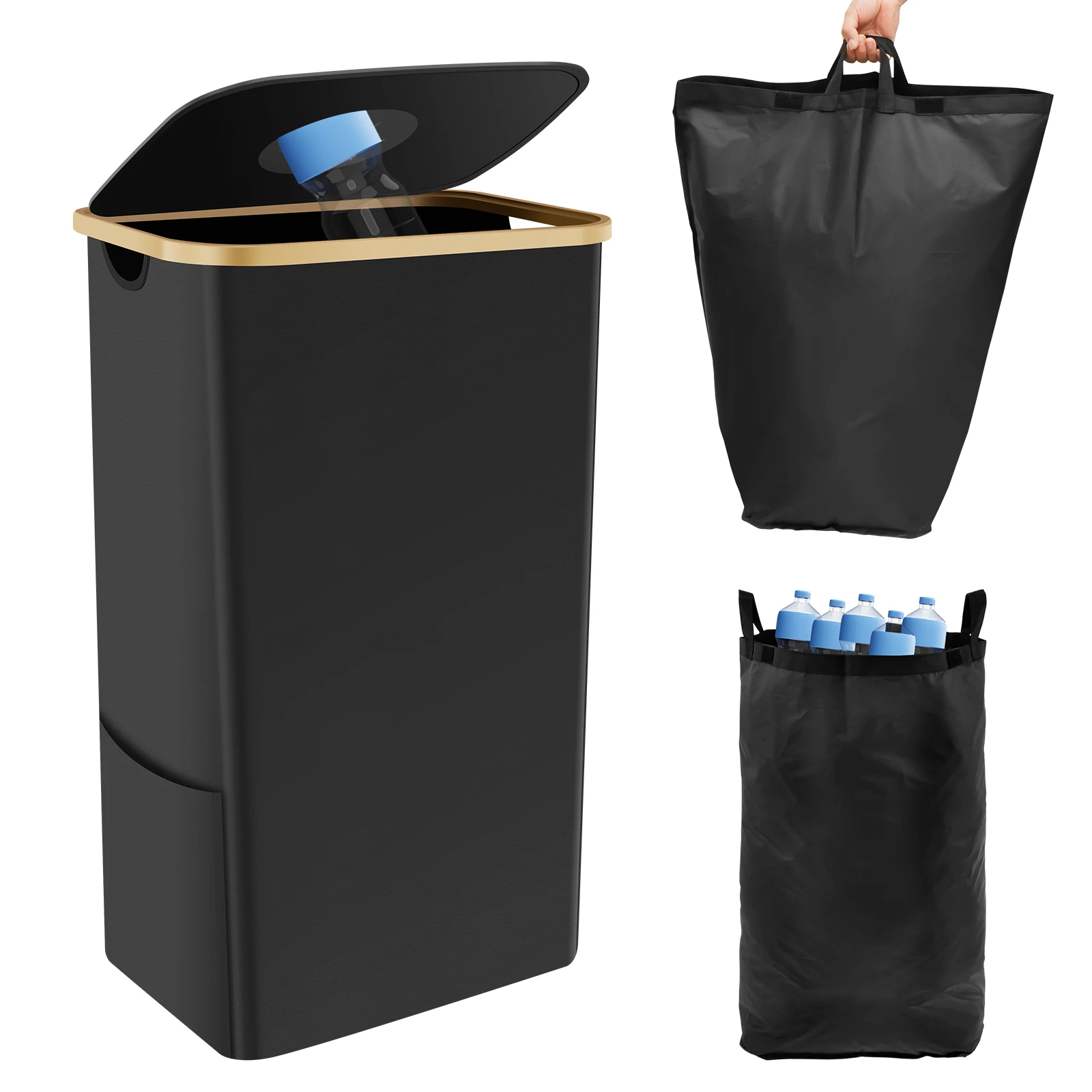 

105L Recyclable Bottle Storage Box Empty Bottle Storage Basket With Lid Removable Handbag Foldable Bottle Collection Bin