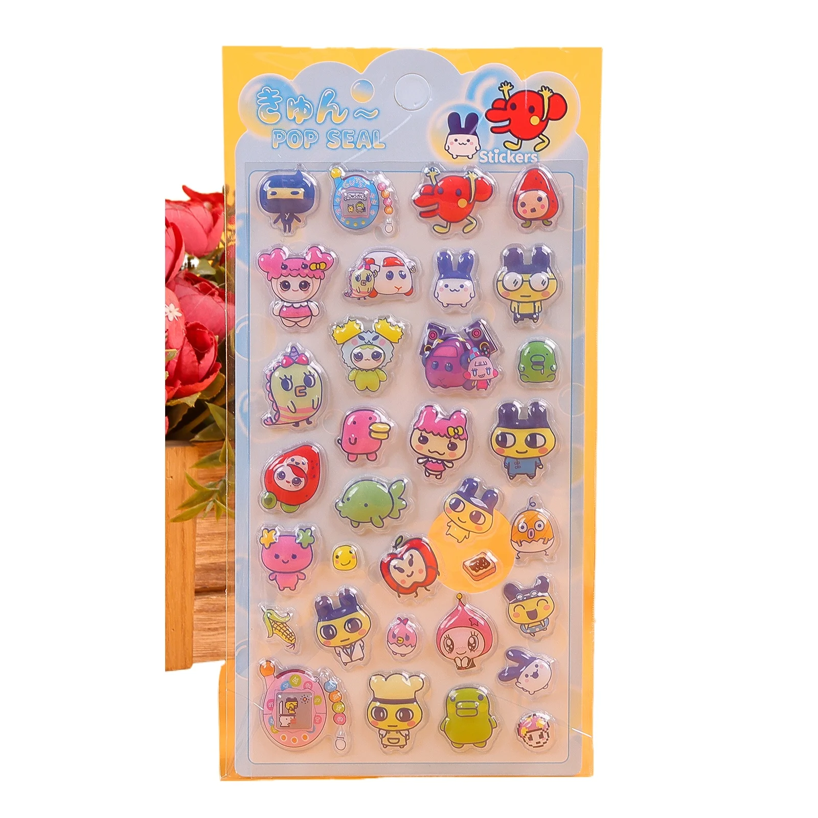 새로운 4/40pcs 타마고치 스티커 3D 입체 귀여운 만화 버블 데칼 핸드 어카운트 노트북 장식 스티커 장난감