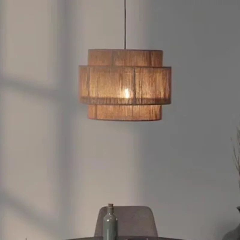 Japanese style hemp rope pendant light retro creative living room dining room pendant