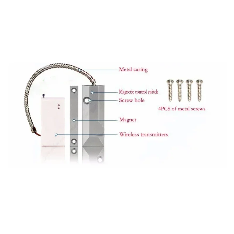 Wireless Metal Door Sensor 433MHz Door Magnet Security Alarm Outdoor Waterproof For Home Burglar Alarm System