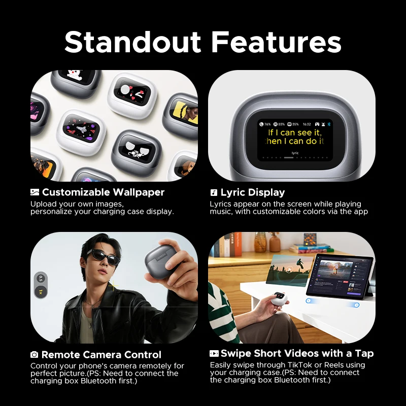 UGREEN Lightbuds Wireless Earbuds with ANC and Color LCD Screen