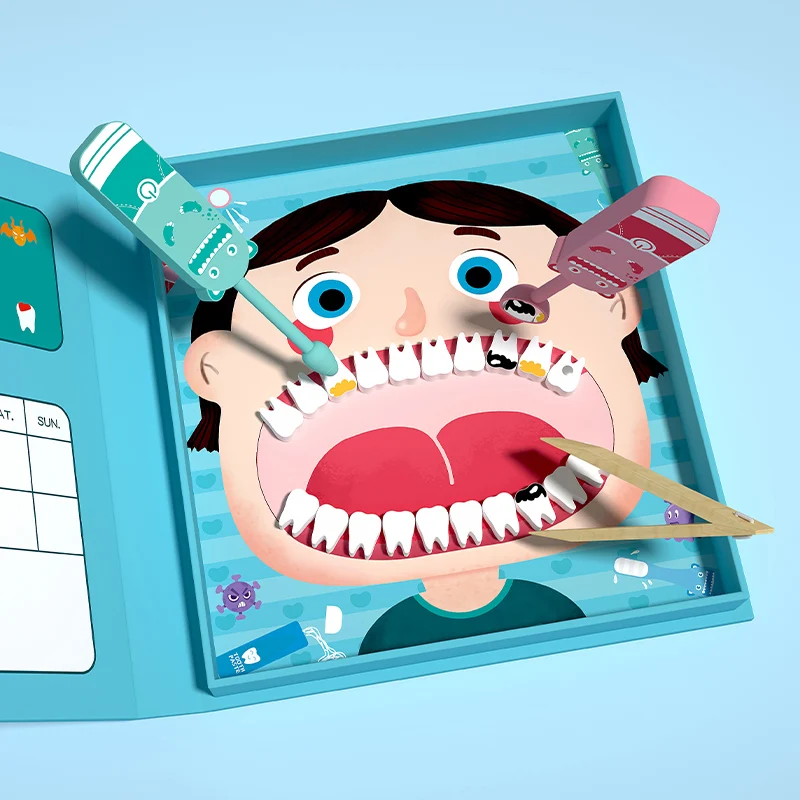 Children Doctor Toys Set Wooden Simulation Dentist Pretend Toy for Kids Early Education Tooth Role-playing Dental Medical Doctor