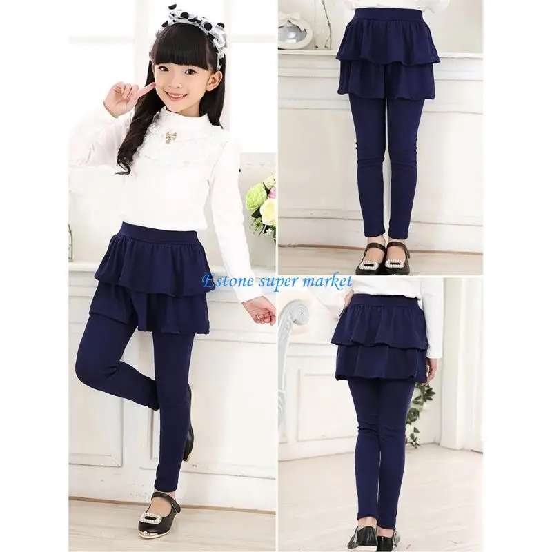090B Girls Toddler Leggings Ruffle Skirt Pants Cotton for School & Play Time  Activity