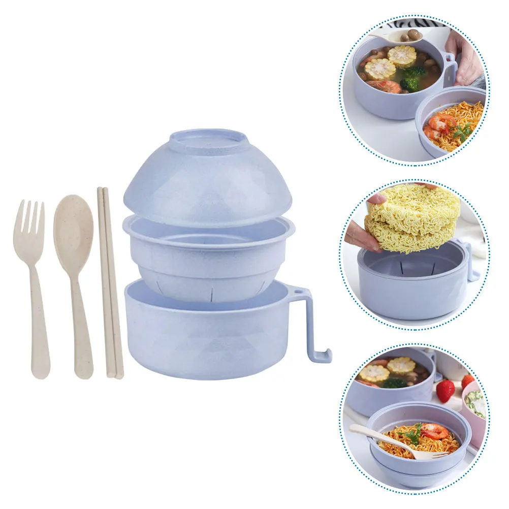 مجموعة أوعية رامين من ألياف الخيزران، أوعية المعكرونة الفورية الآمنة للميكروويف، ملحقات المطبخ السميكة، حاوية المعكرونة والحساء