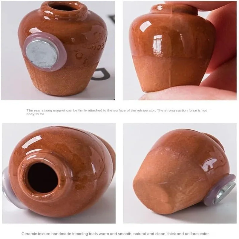3/8pc mini vaso de flores cerâmica 3d geladeira magnética adesivo para decoração casa planta geladeira ímã criativo durável vaso de flores