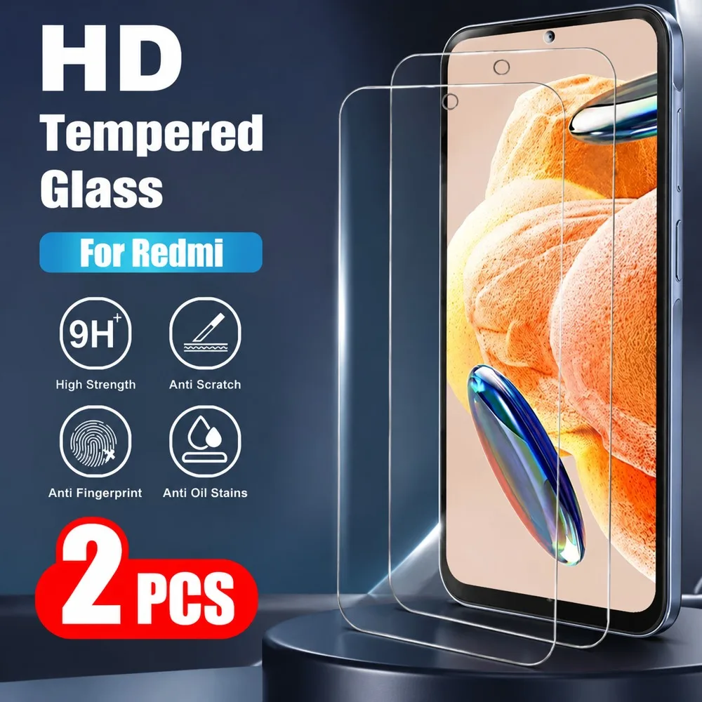 2PCS gehärtetes Glas für Redmi 15C 14C 14C 5G 13C Displayschutzfolie für Redmi 13C 5G 12C 10C 9C Anti-Scratch Anti-Shatter HD