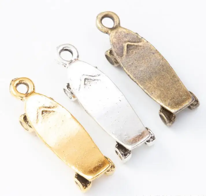 20pcs 22x7mm Alloy Charms Skateboard Tibetan Silver Pendants